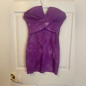 Body Central Strapless Purple Crossover Mini Dress